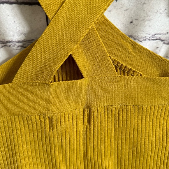 John + Jenn Mustard Ribbed Crossover Tank SZ XS Anthropologie - Picture 4 of 5